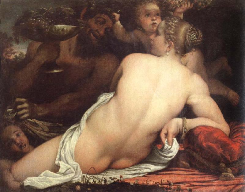 Annibale Carracci venus with a satyr and cupids Sweden oil painting art